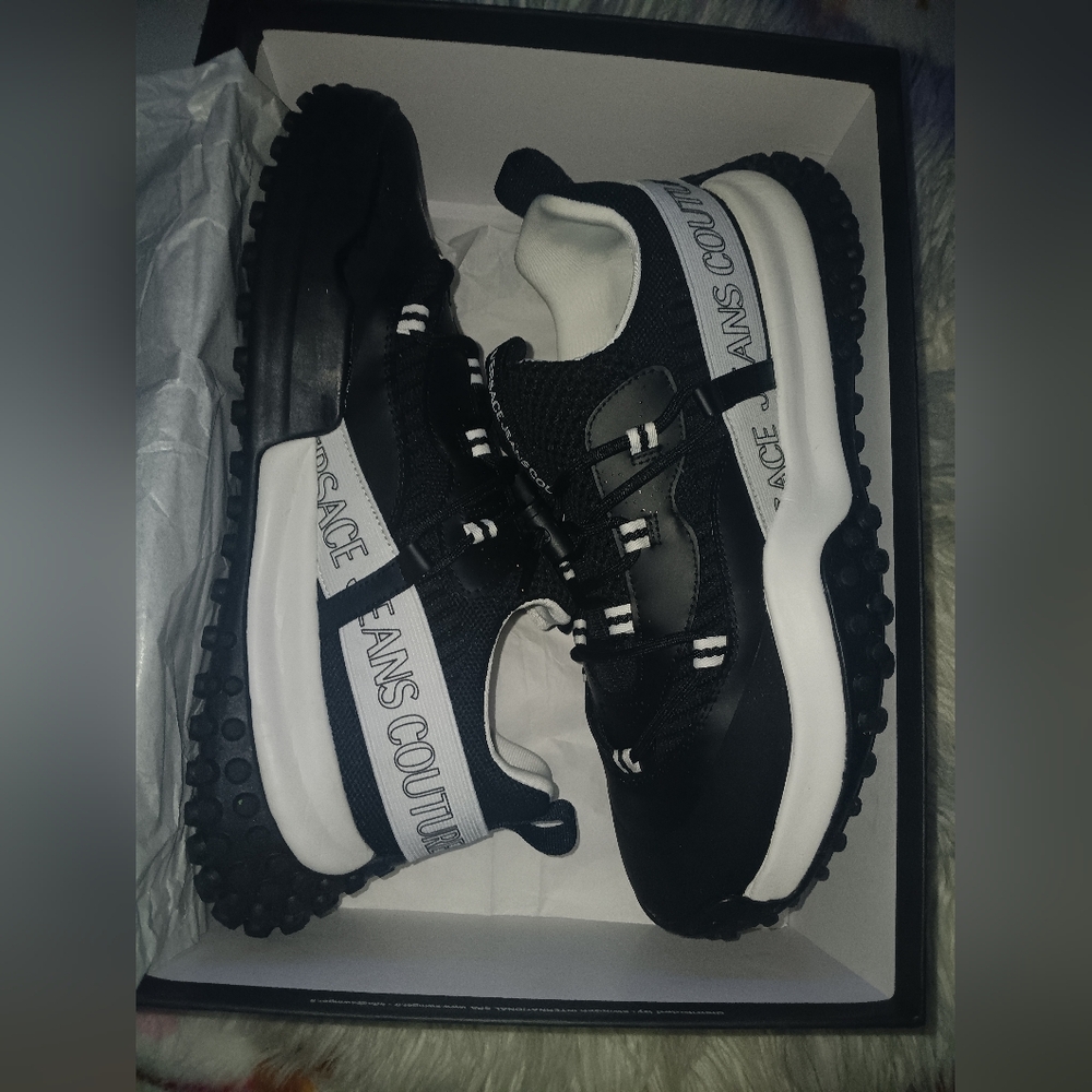 Mens Versace Jean Couture Black Fondo Hyber Sneaker Size 43